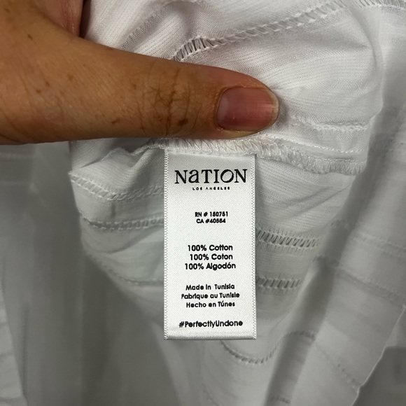 Nation LTD Women's NEW Vanity Ladder Stitch Inset Cotton Top White- Size Large - Picture 9 of 10